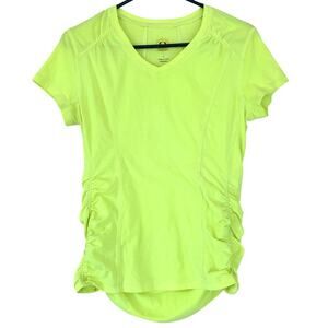 FUDA athletic neon yellow V-neck short-sleeve activewear top running athletic S